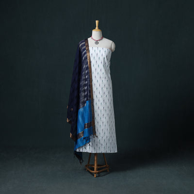 Pochampally Ikat Cotton Unstitched Dress Material: Kurta & Dupatta 20