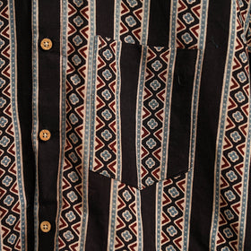 Natural Dyed Hand Block Print Cotton Men Half Sleeve Ajrakh Shirt 10