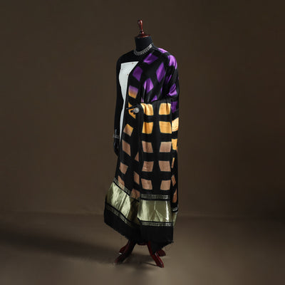 Multicolor - Shibori Clamp Dyed Modal Silk Dupatta with Zari Border 10