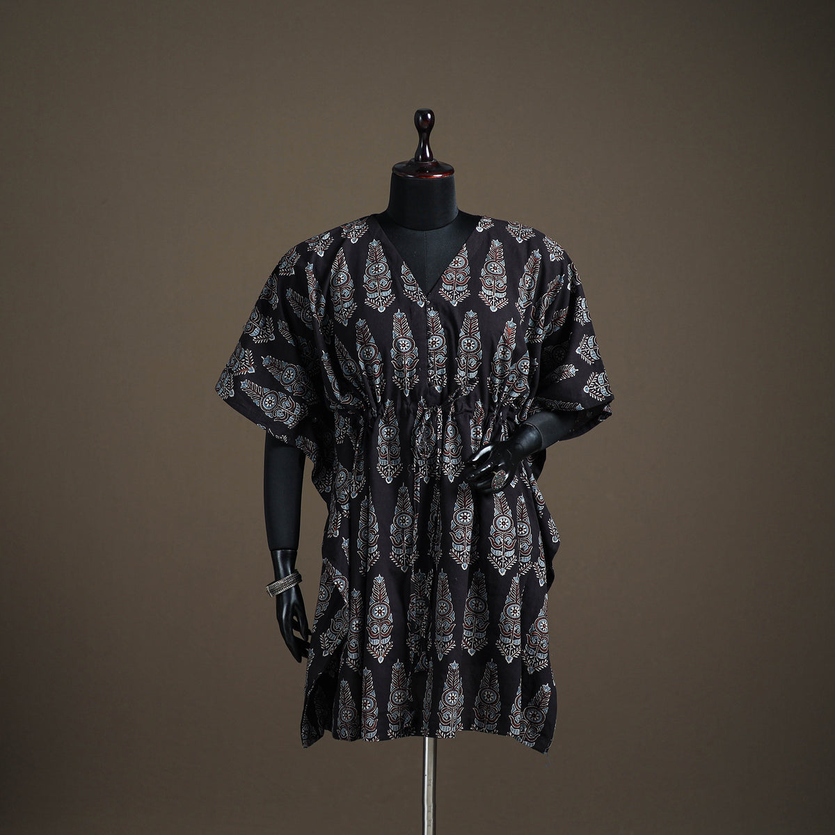 Ajrakh Hand Block Print Natural Dyed Cotton Kaftan (Medium) 44