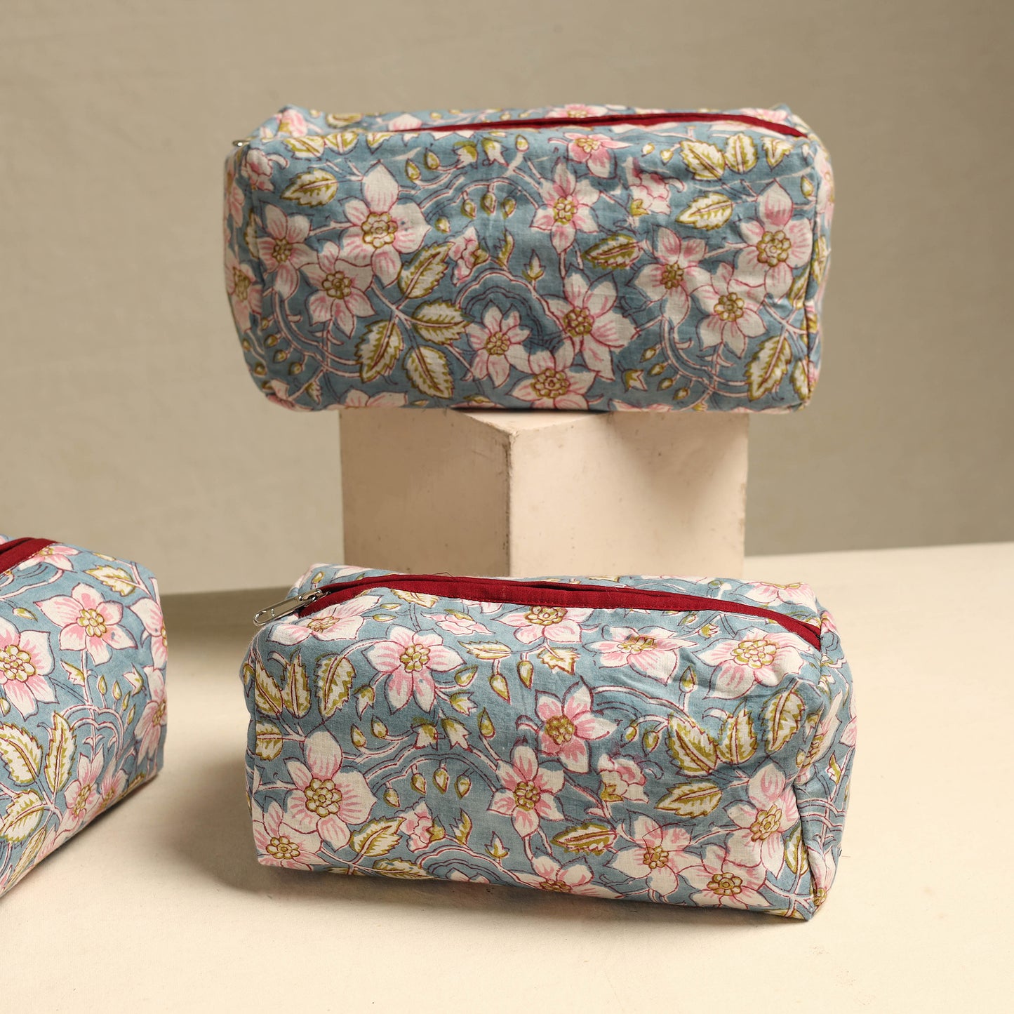 Multipurpose Handmade Cotton Toiletry Bags (Set of 3) 09