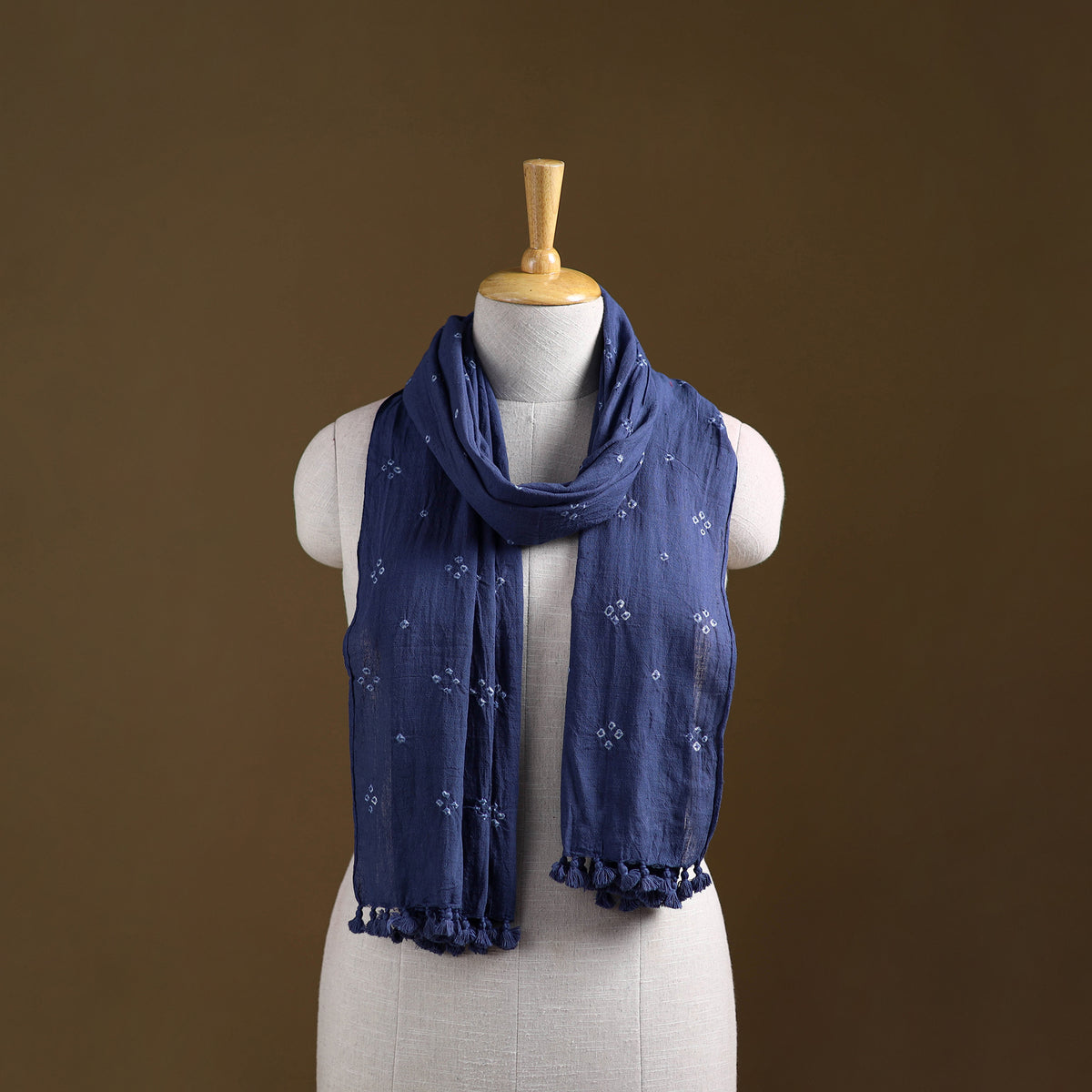 Kutch Handwoven Organic Kala Cotton Bandhani Stole 38
