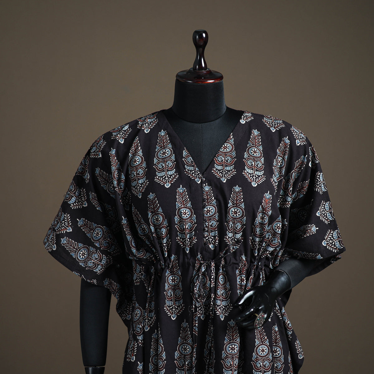 Ajrakh Hand Block Print Natural Dyed Cotton Kaftan (Medium) 44