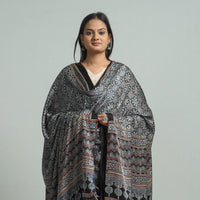 Black - Ajrakh Modal Silk Dupatta with Zari Border 65