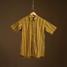 Natural Dyed Hand Block Print Cotton Men Half Sleeve Ajrakh Shirt 01