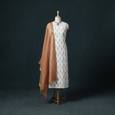 Pochampally Ikat Cotton Unstitched Dress Material: Kurta & Dupatta 21