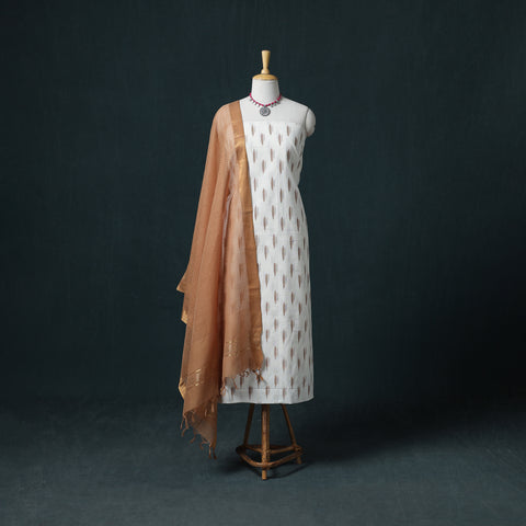 Pochampally Ikat Cotton Unstitched Dress Material: Kurta & Dupatta 21