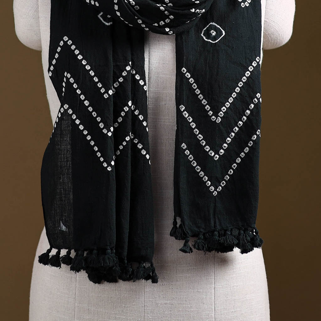 Kutch Handwoven Organic Kala Cotton Bandhani Stole 42