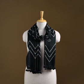 Kutch Handwoven Organic Kala Cotton Bandhani Stole 42