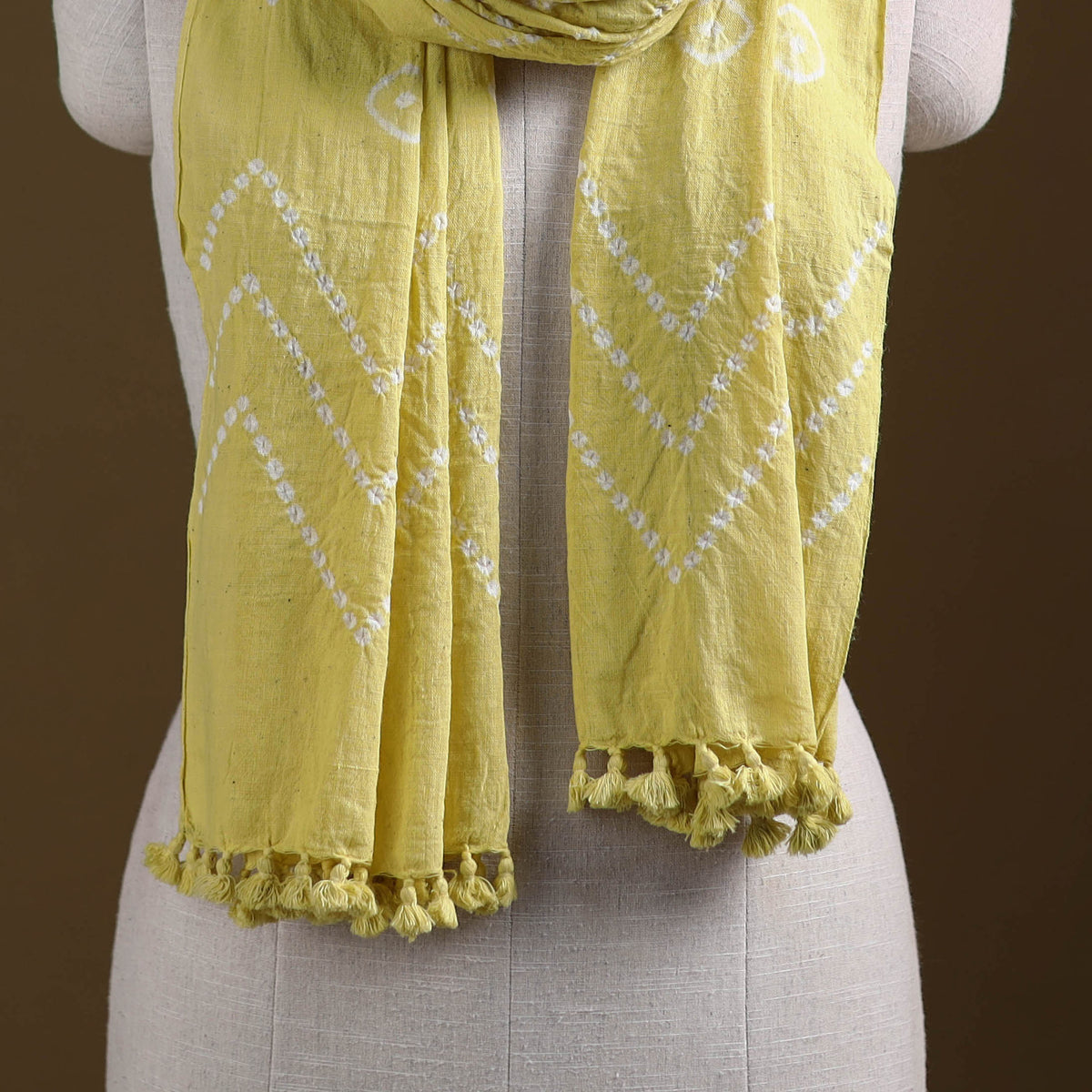 Kutch Handwoven Organic Kala Cotton Bandhani Stole 43