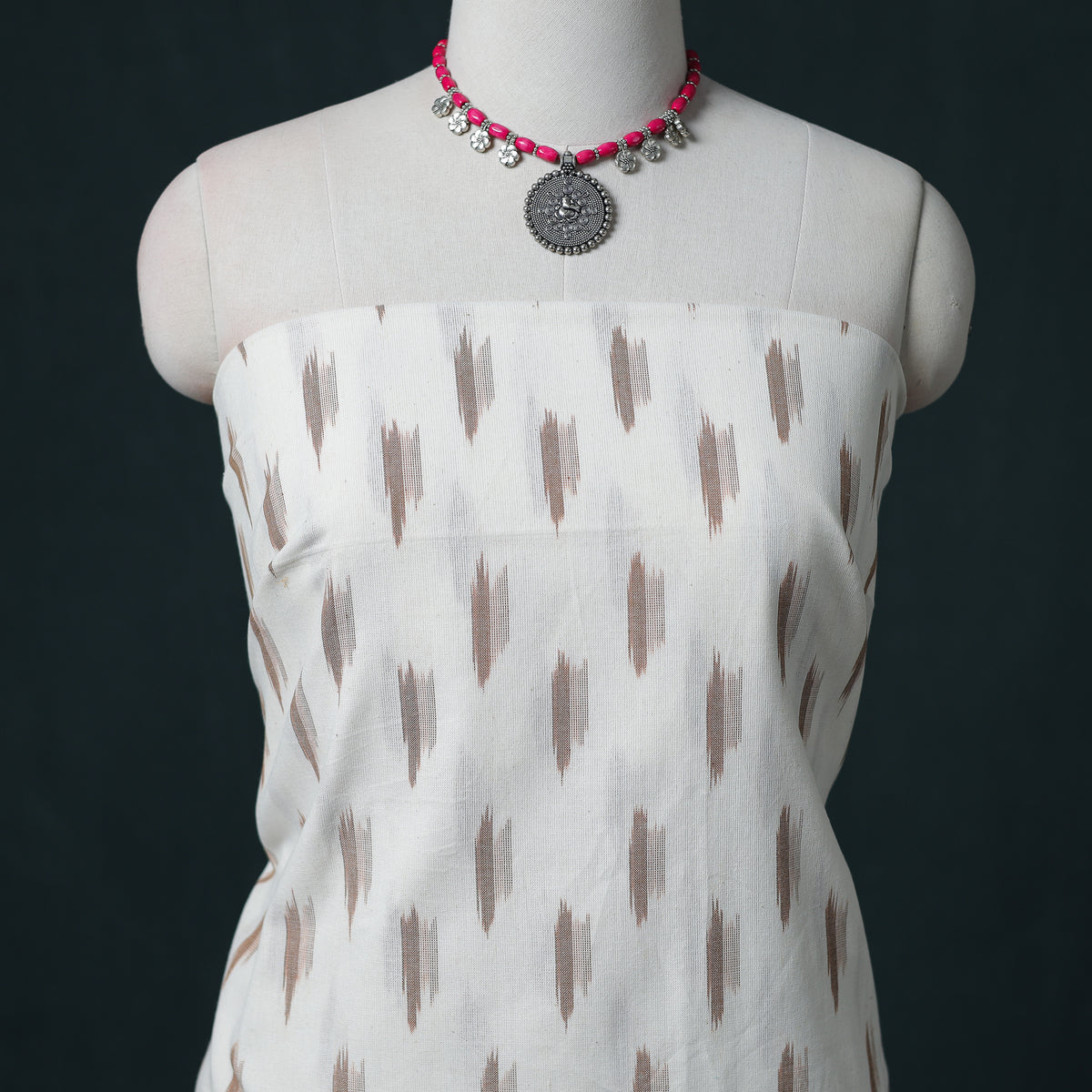 Pochampally Ikat Cotton Unstitched Dress Material: Kurta & Dupatta 21