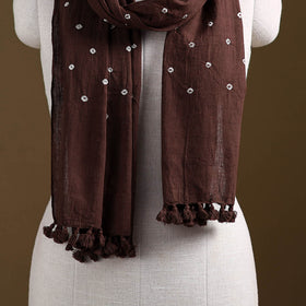 Kutch Handwoven Organic Kala Cotton Bandhani Stole 44