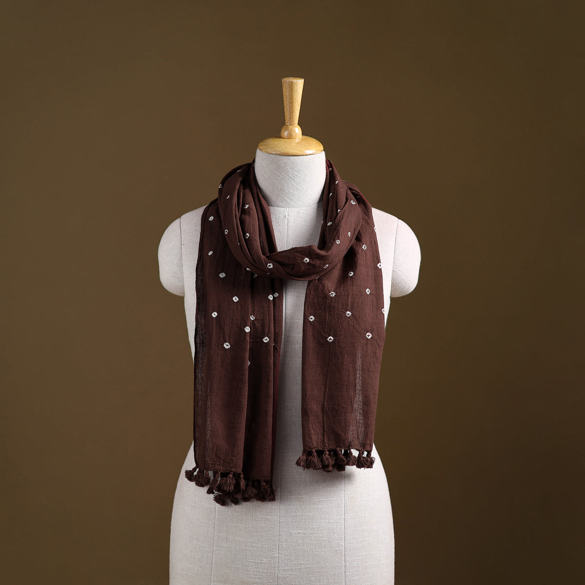 Kutch Handwoven Organic Kala Cotton Bandhani Stole 44