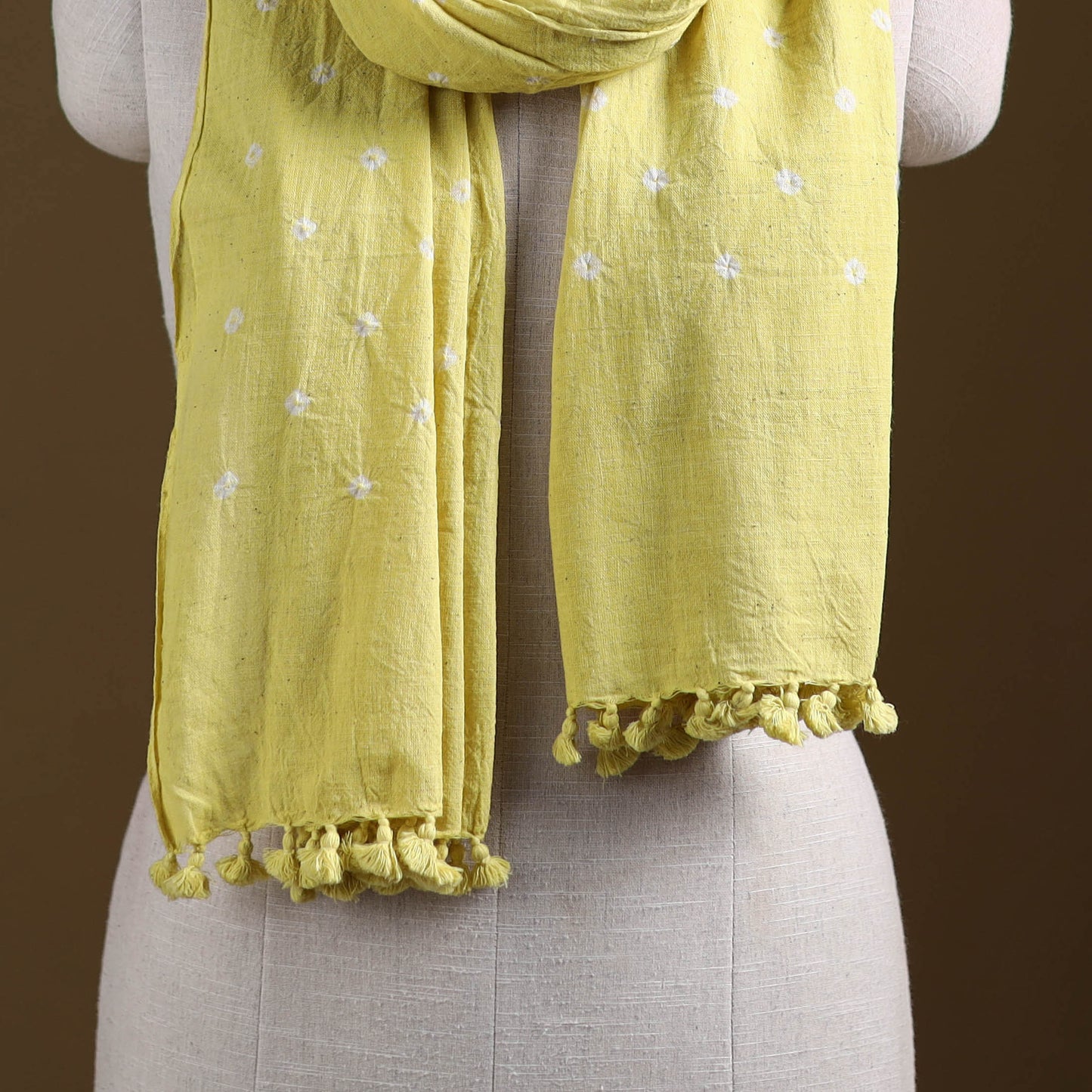 Kutch Handwoven Organic Kala Cotton Bandhani Stole 45