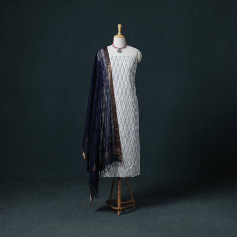 Pochampally Ikat Cotton Unstitched Dress Material: Kurta & Dupatta 22