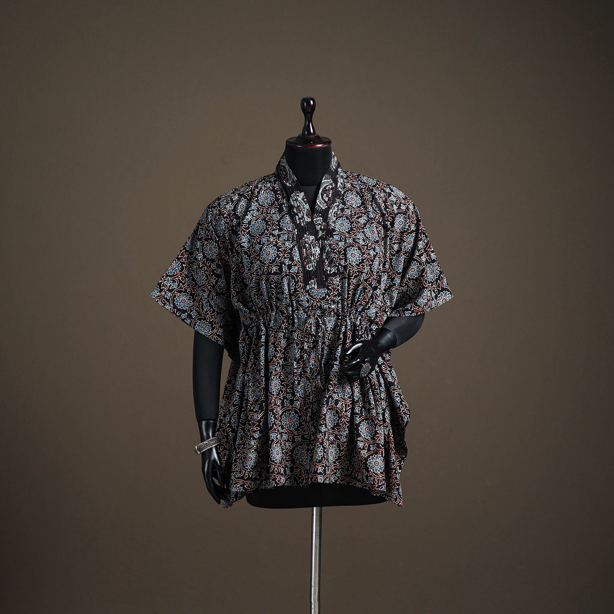Ajrakh Hand Block Print Natural Dyed Cotton Short Kaftan 46