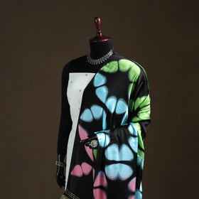 Multicolor - Shibori Clamp Dyed Modal Silk Dupatta with Zari Border 12