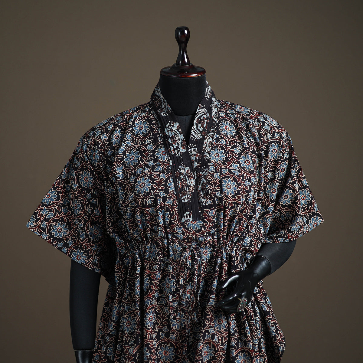 Ajrakh Hand Block Print Natural Dyed Cotton Short Kaftan 46