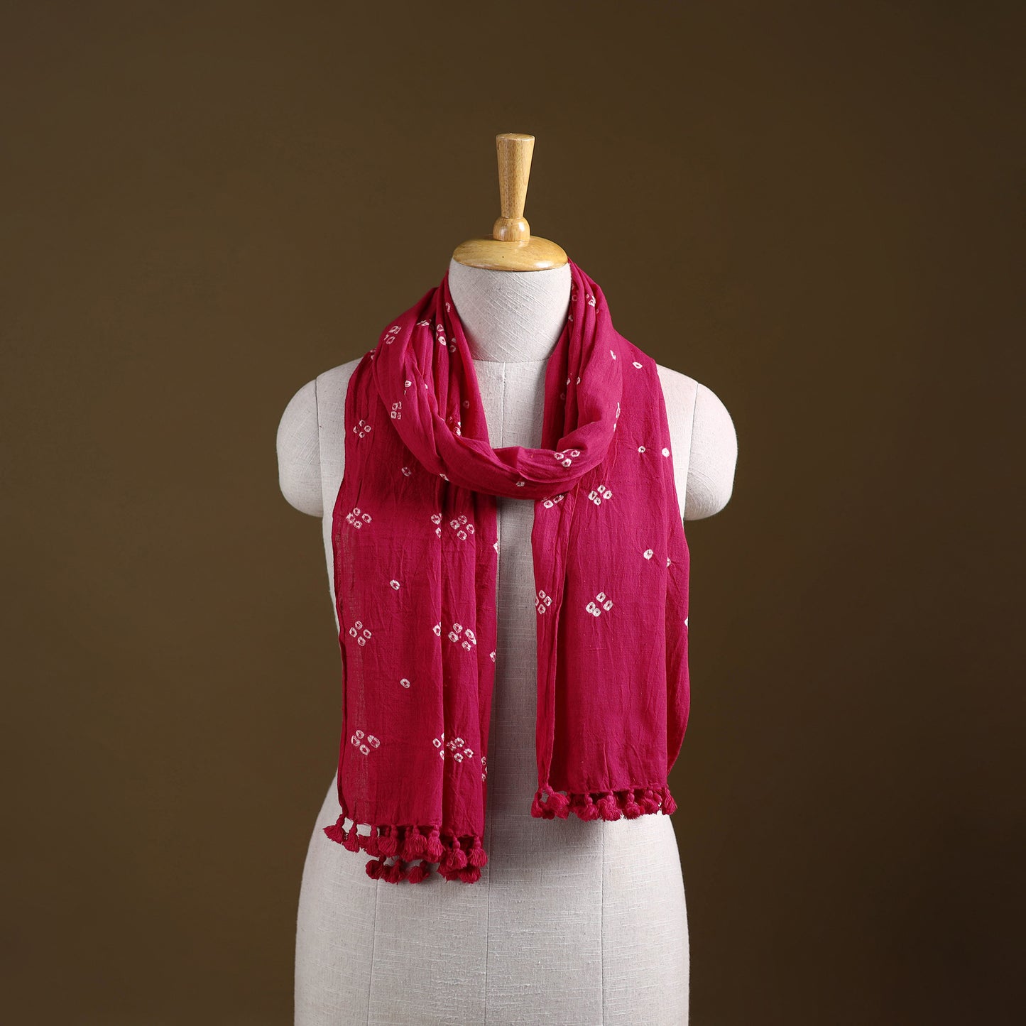 Kutch Handwoven Organic Kala Cotton Bandhani Stole 46