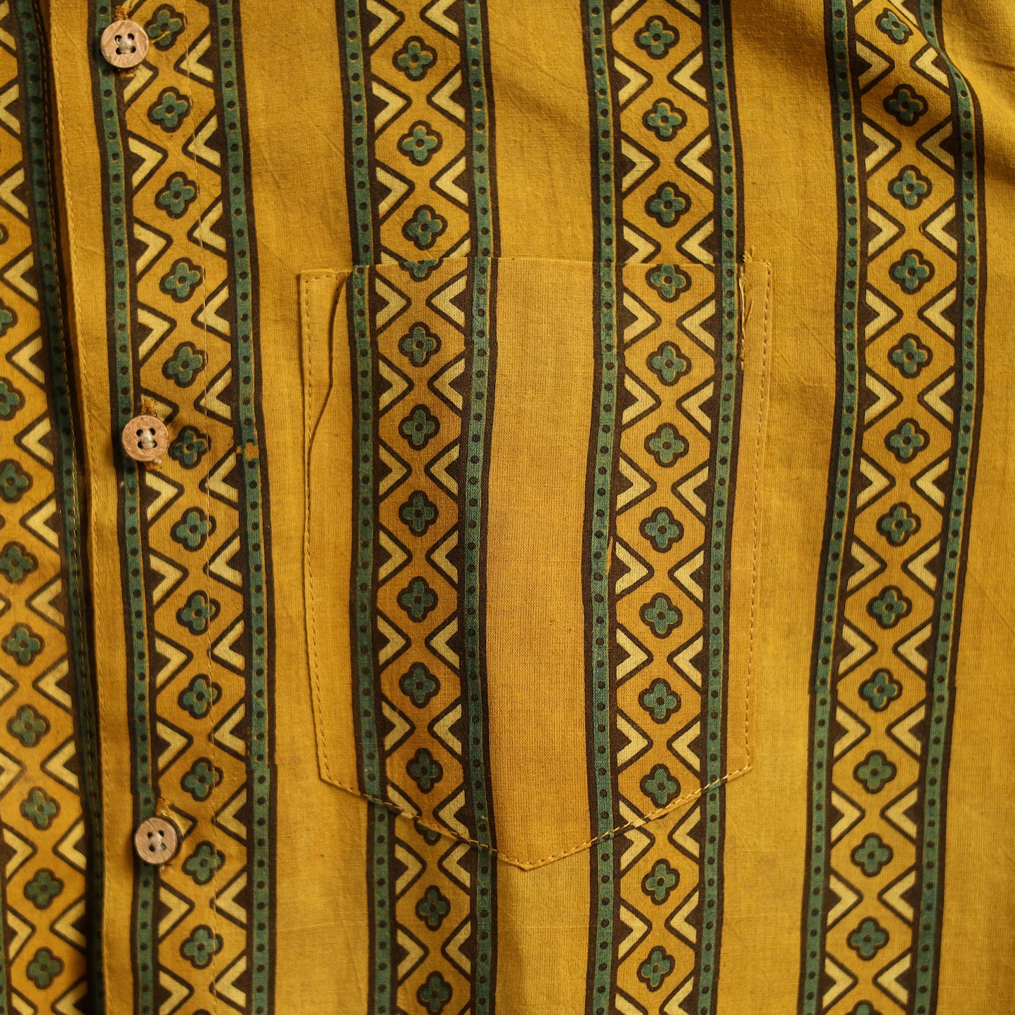 Natural Dyed Hand Block Print Cotton Men Half Sleeve Ajrakh Shirt 01