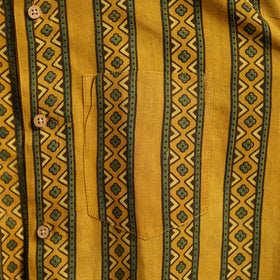 Natural Dyed Hand Block Print Cotton Men Half Sleeve Ajrakh Shirt 01