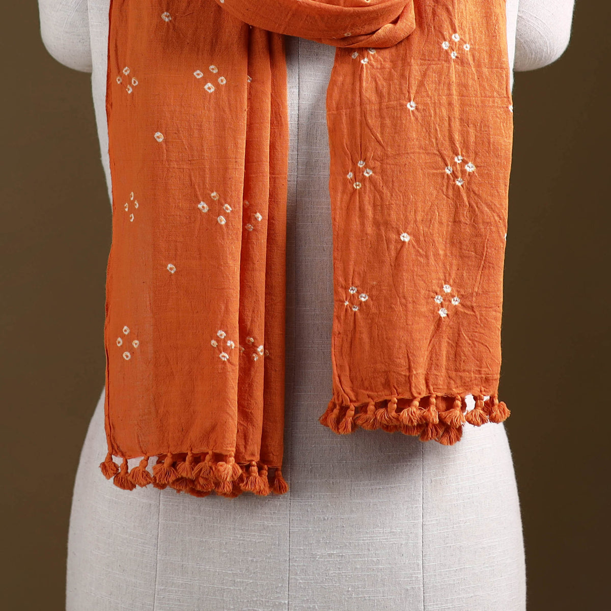 Kutch Handwoven Organic Kala Cotton Bandhani Stole 47