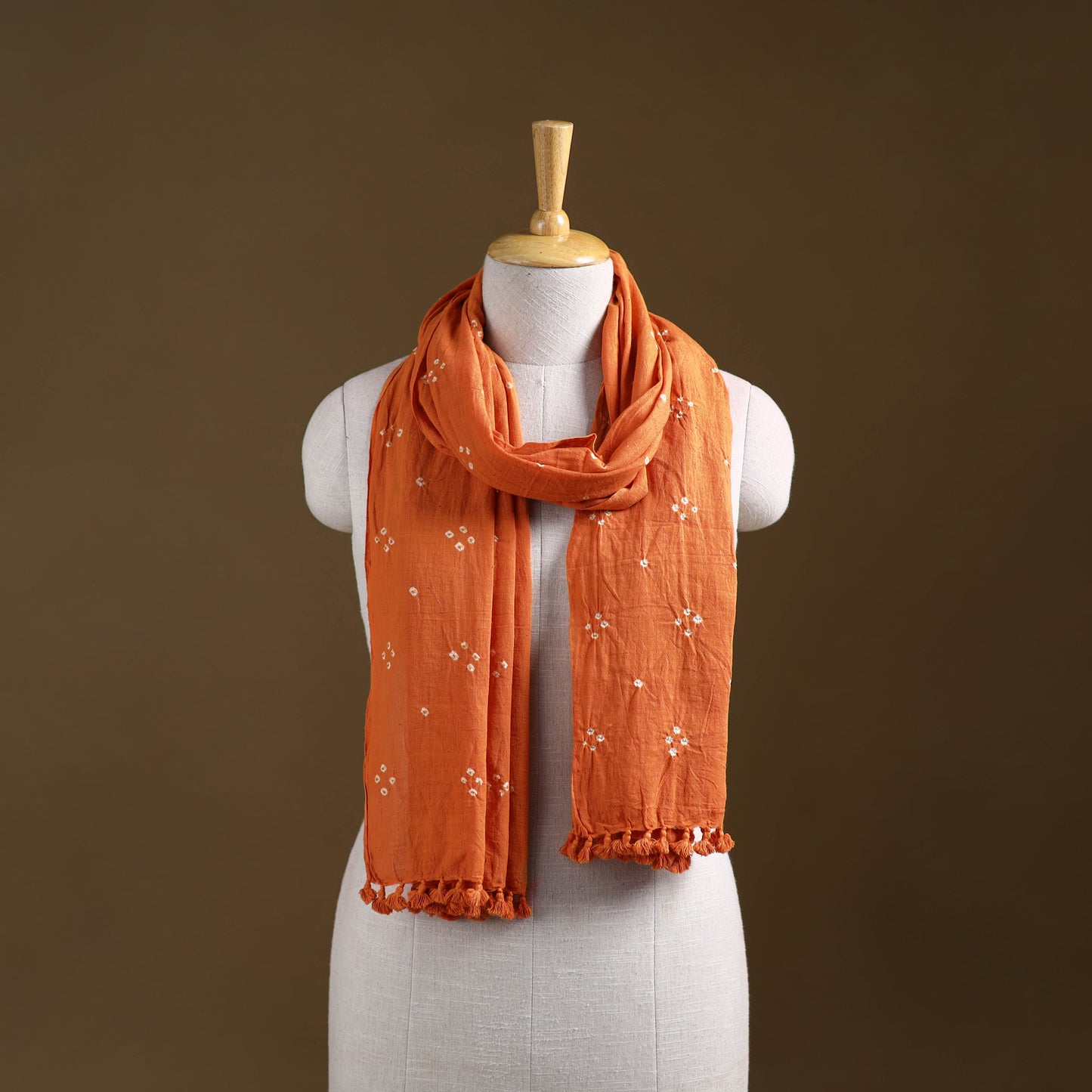 Kutch Handwoven Organic Kala Cotton Bandhani Stole 47