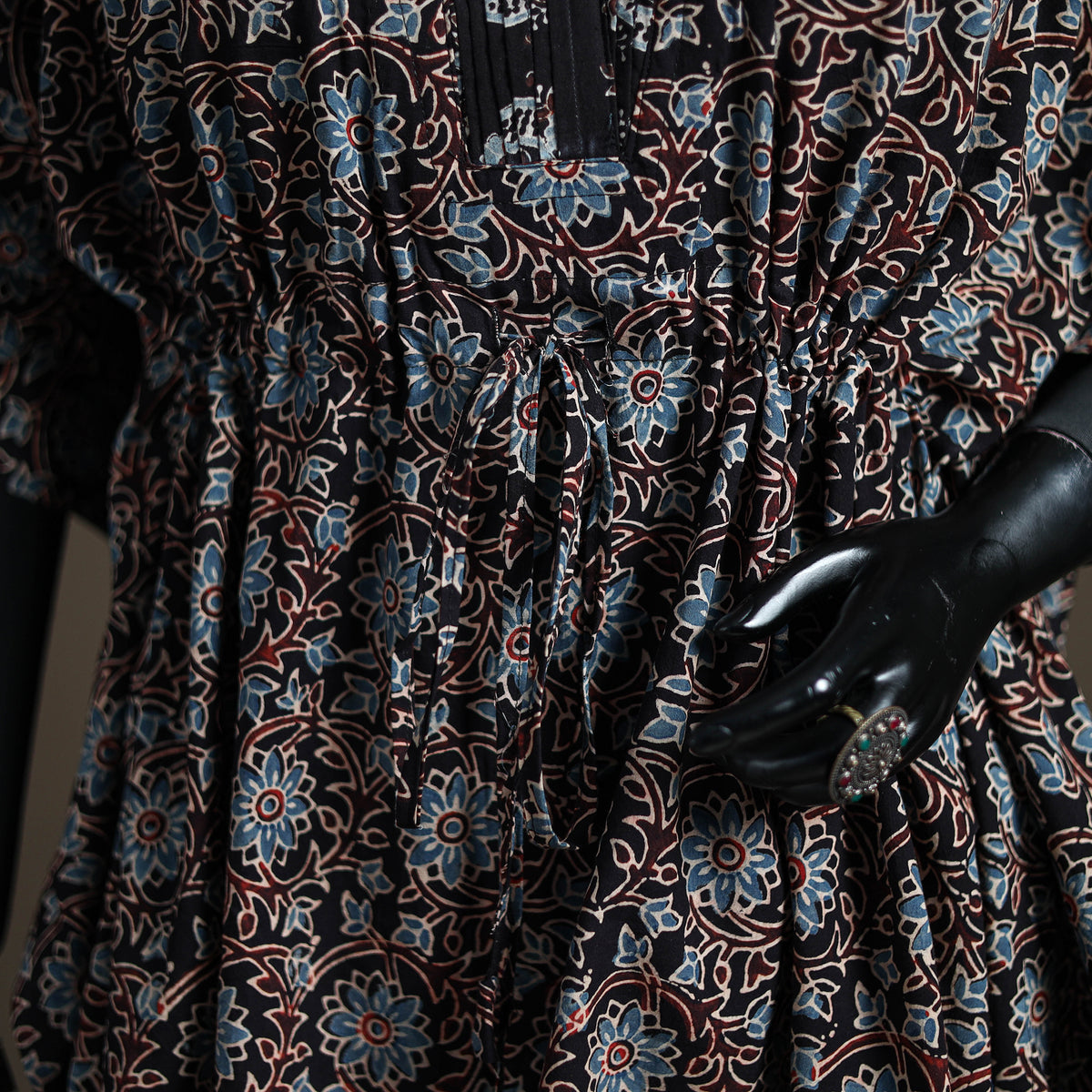 Ajrakh Hand Block Print Natural Dyed Cotton Short Kaftan 46