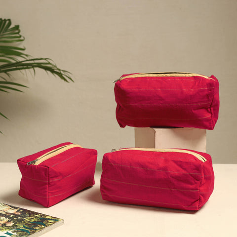  Handmade Cotton Toiletry Bags – Travel Set of 3 