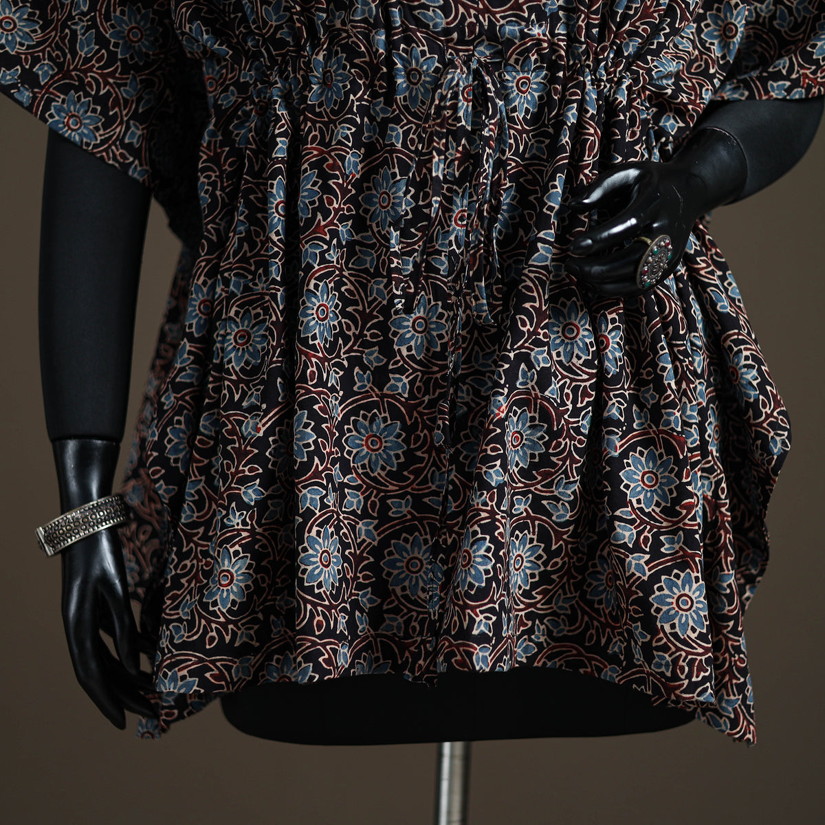 Ajrakh Hand Block Print Natural Dyed Cotton Short Kaftan 46