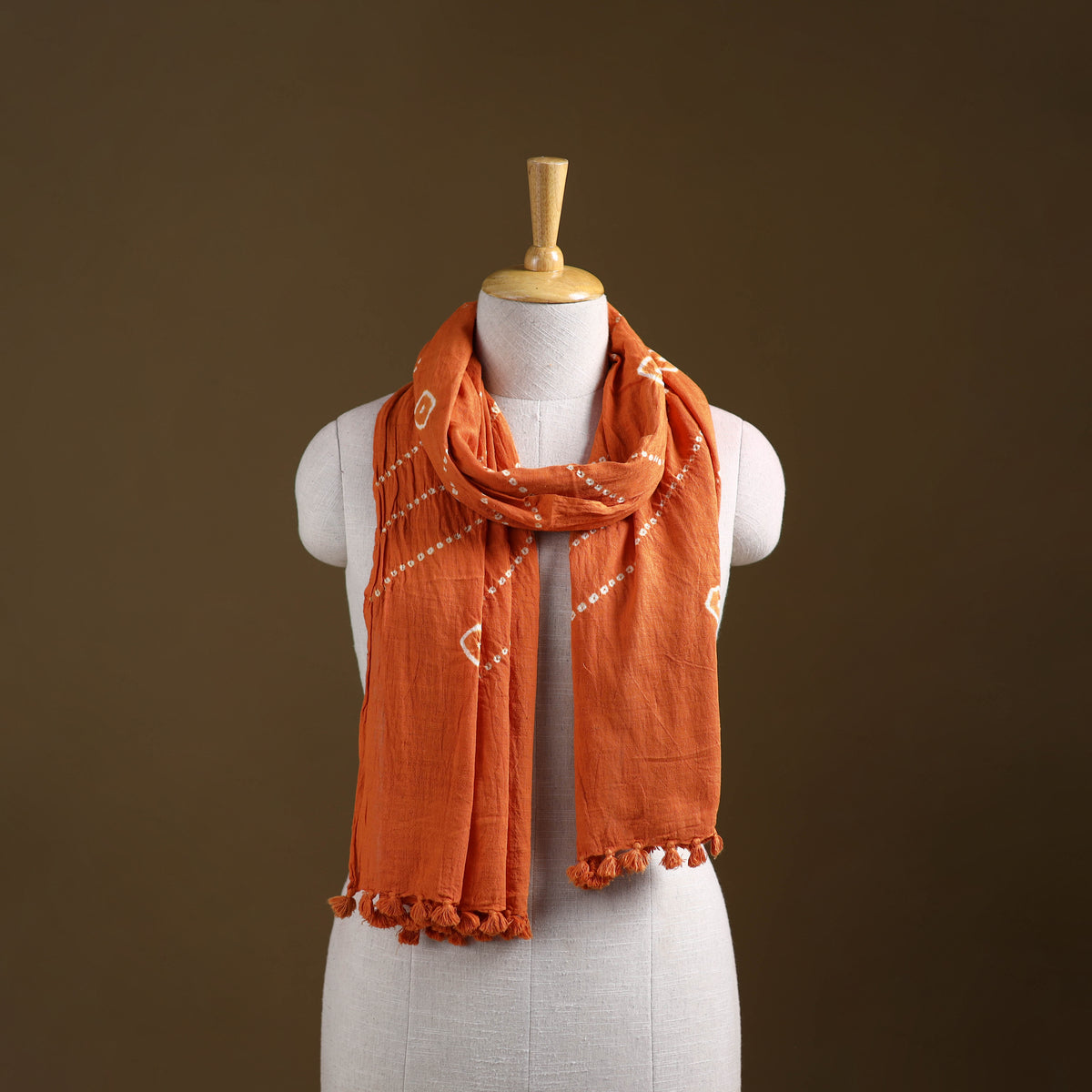 Kutch Handwoven Organic Kala Cotton Bandhani Stole 48