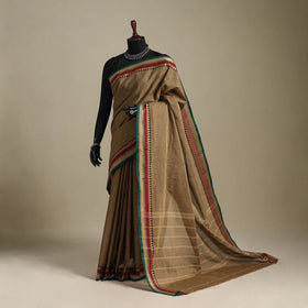 Brown - kandangi chettinad cotton saree with border 13