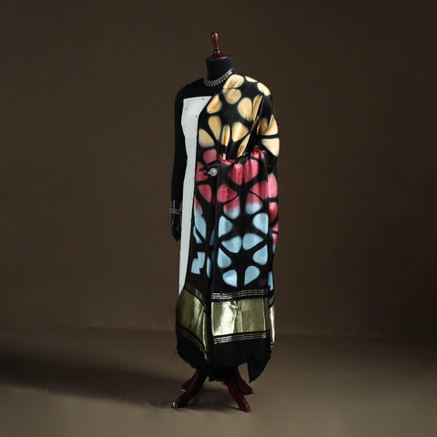 Multicolor - Shibori Clamp Dyed Modal Silk Dupatta with Zari Border 13