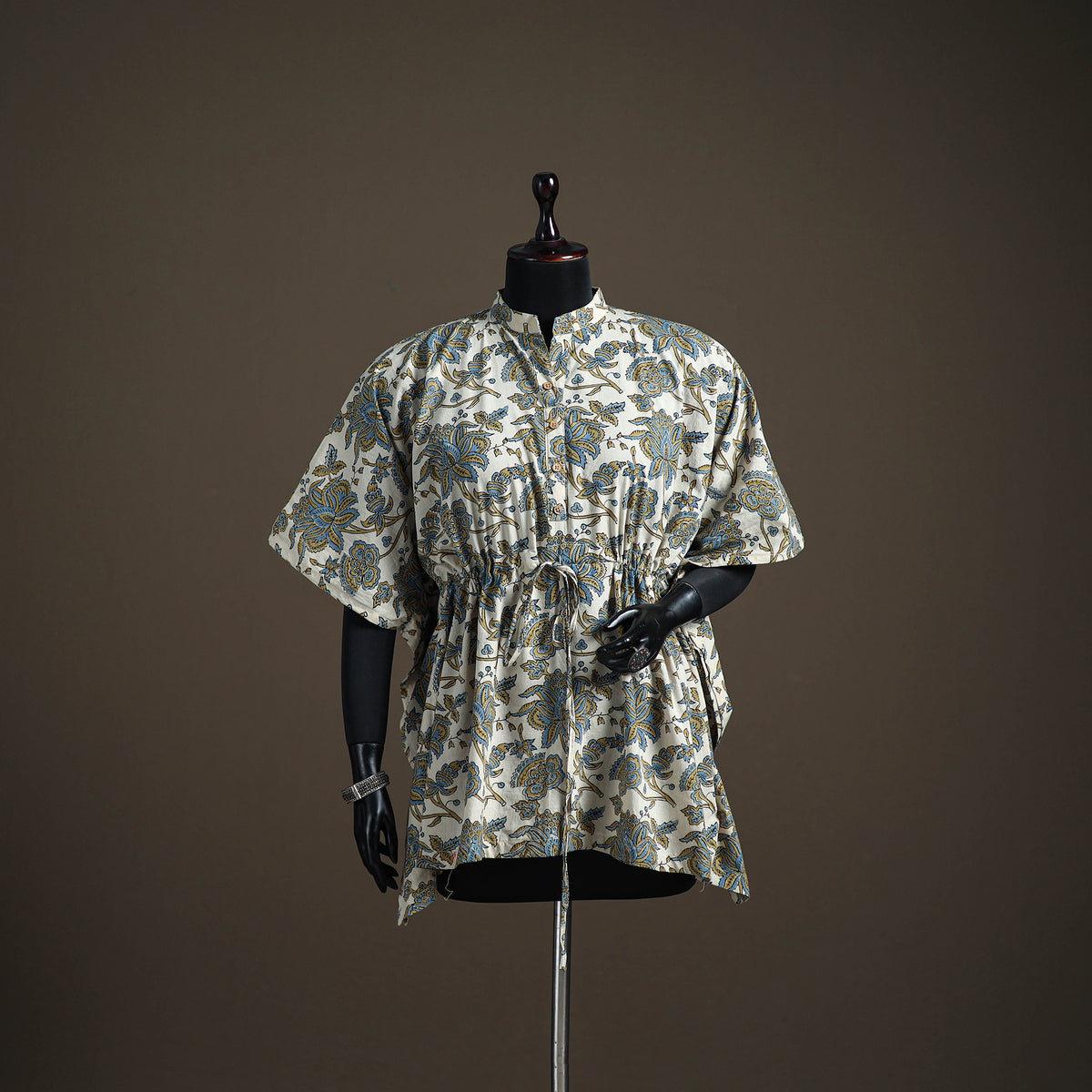 Ajrakh Hand Block Print Natural Dyed Cotton Short Kaftan 47