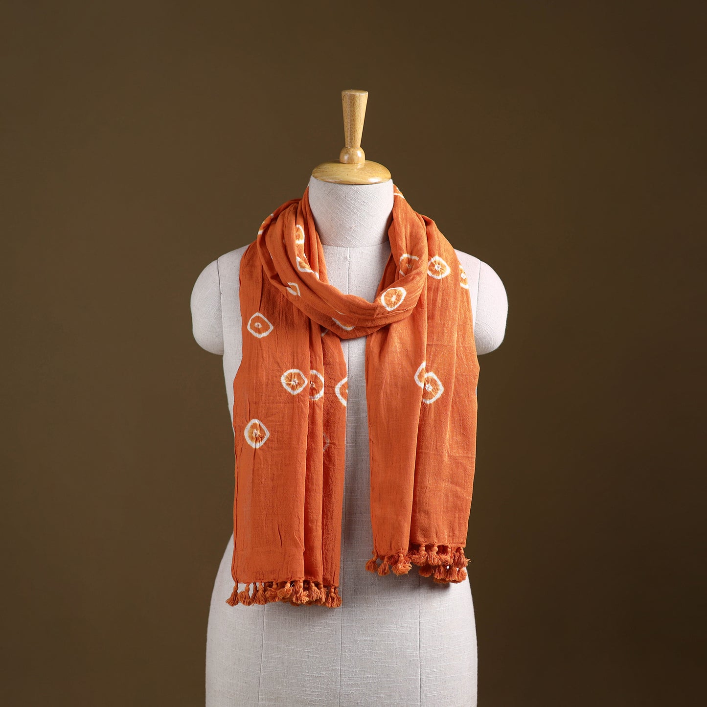 Kutch Handwoven Organic Kala Cotton Bandhani Stole 49