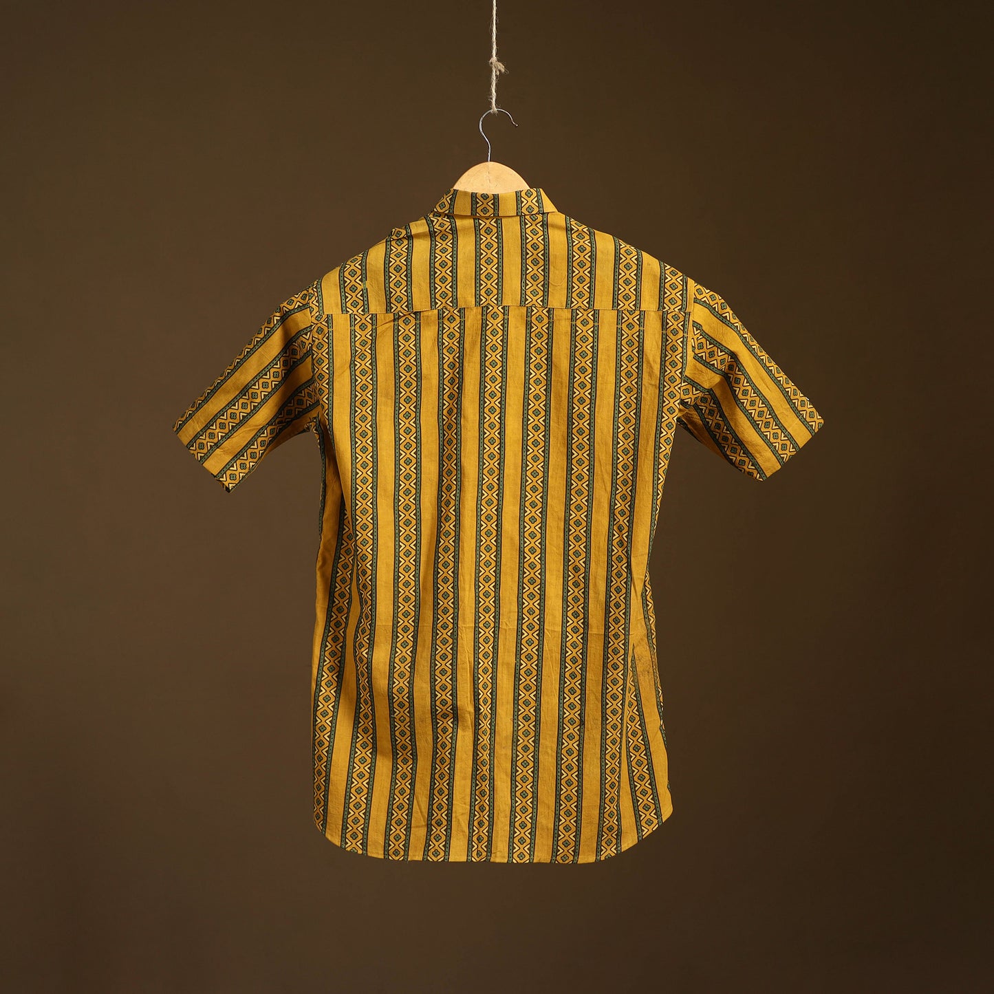 Natural Dyed Hand Block Print Cotton Men Half Sleeve Ajrakh Shirt 01