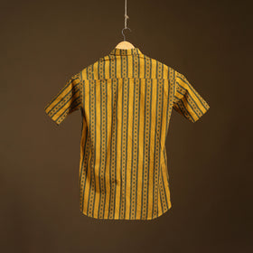 Natural Dyed Hand Block Print Cotton Men Half Sleeve Ajrakh Shirt 01