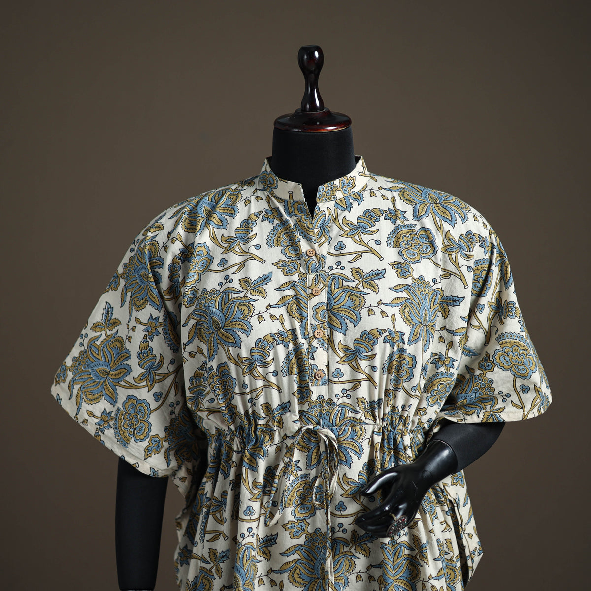 Ajrakh Hand Block Print Natural Dyed Cotton Short Kaftan 47