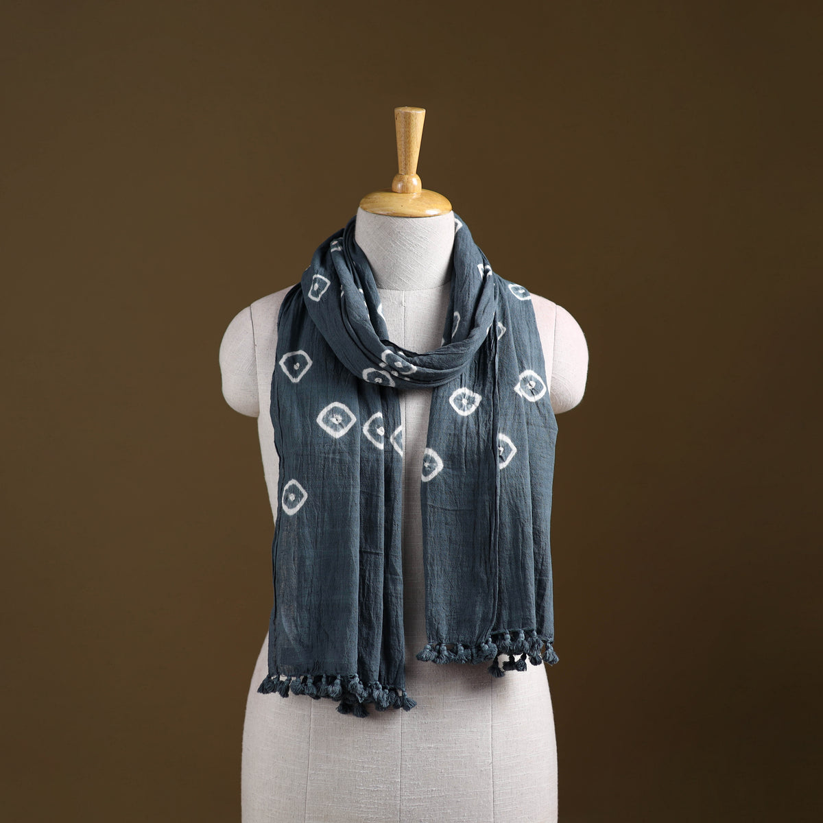 Kutch Handwoven Organic Kala Cotton Bandhani Stole 51