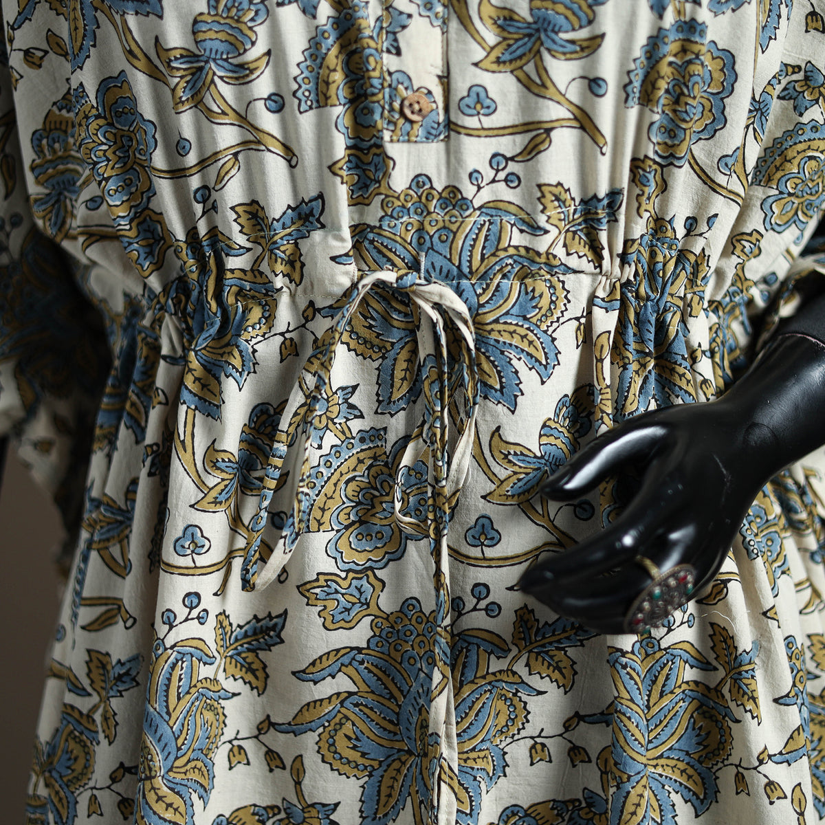 Ajrakh Hand Block Print Natural Dyed Cotton Short Kaftan 47