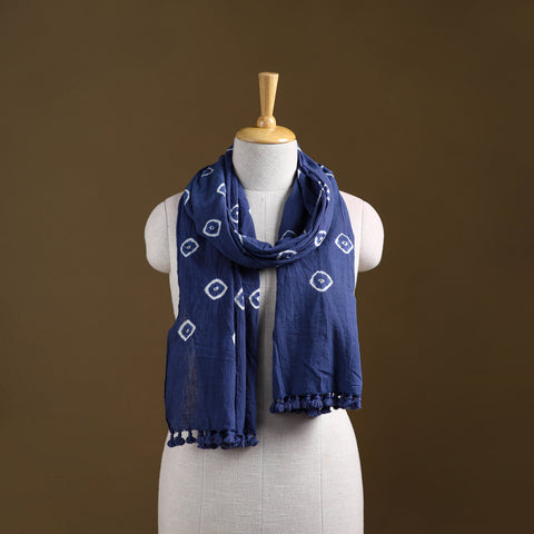 Blue - Kutch Handwoven Organic Kala Cotton Bandhani Stole 52