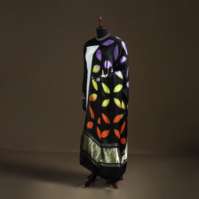 Multicolor - Shibori Clamp Dyed Modal Silk Dupatta with Zari Border 16