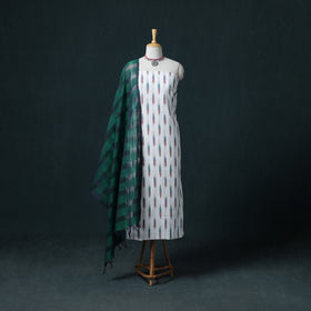 Pochampally Ikat Cotton Unstitched Dress Material: Kurta & Dupatta 23