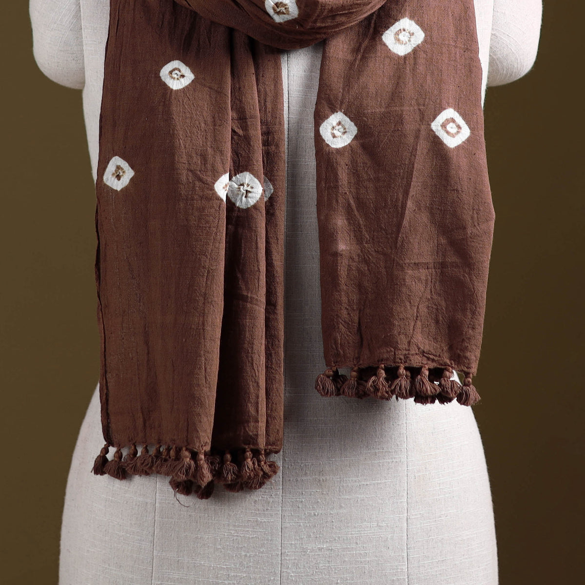 Kutch Handwoven Organic Kala Cotton Bandhani Stole 53