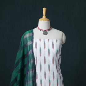Pochampally Ikat Cotton Unstitched Dress Material: Kurta & Dupatta 23