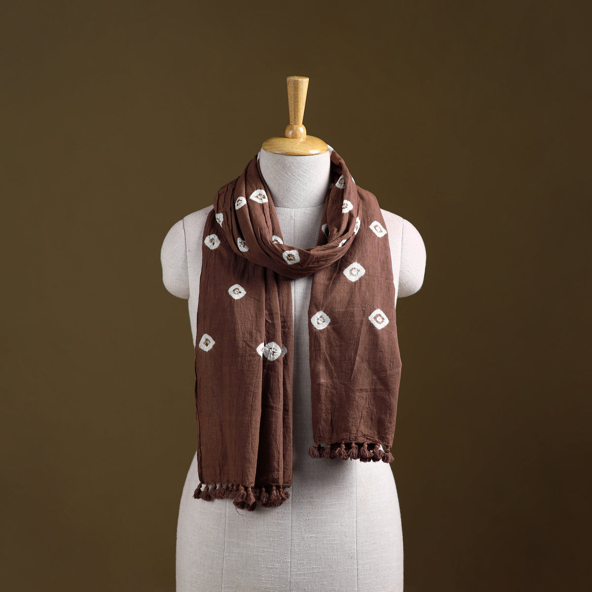 Kutch Handwoven Organic Kala Cotton Bandhani Stole 53