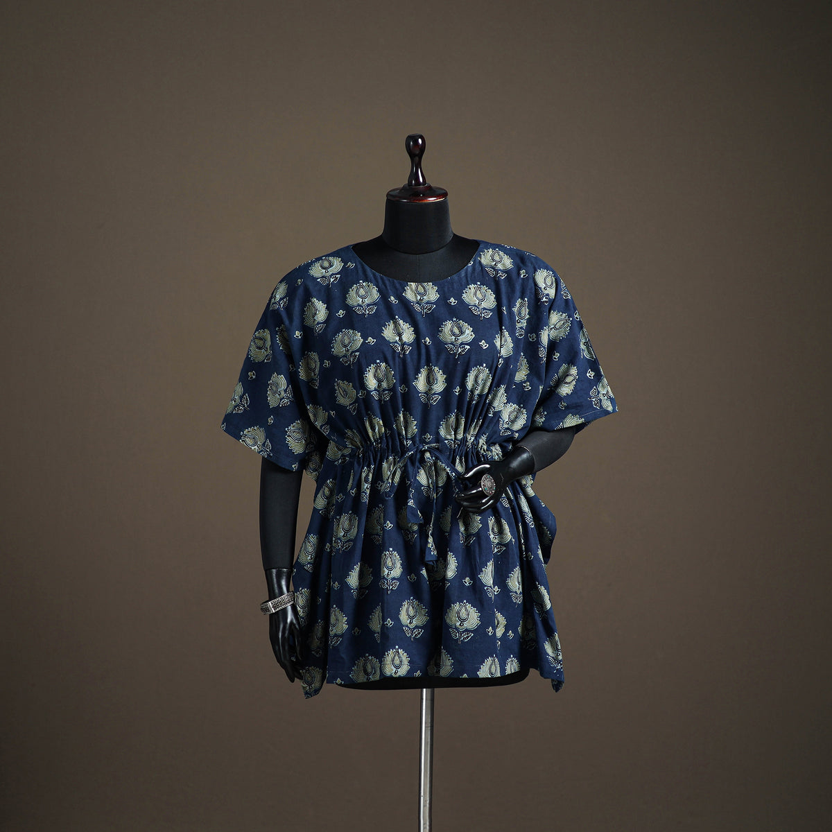 Ajrakh Hand Block Print Natural Dyed Cotton Short Kaftan 48