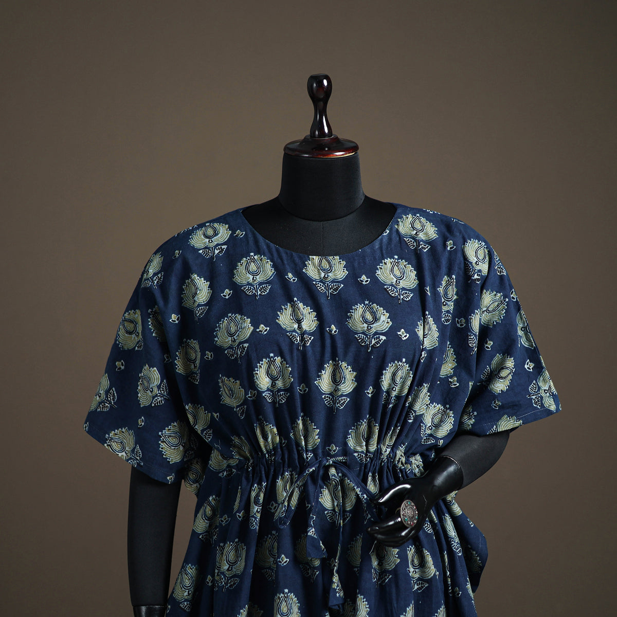 Ajrakh Hand Block Print Natural Dyed Cotton Short Kaftan 48