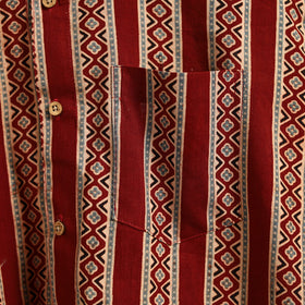 Natural Dyed Hand Block Print Cotton Men Half Sleeve Ajrakh Shirt 08
