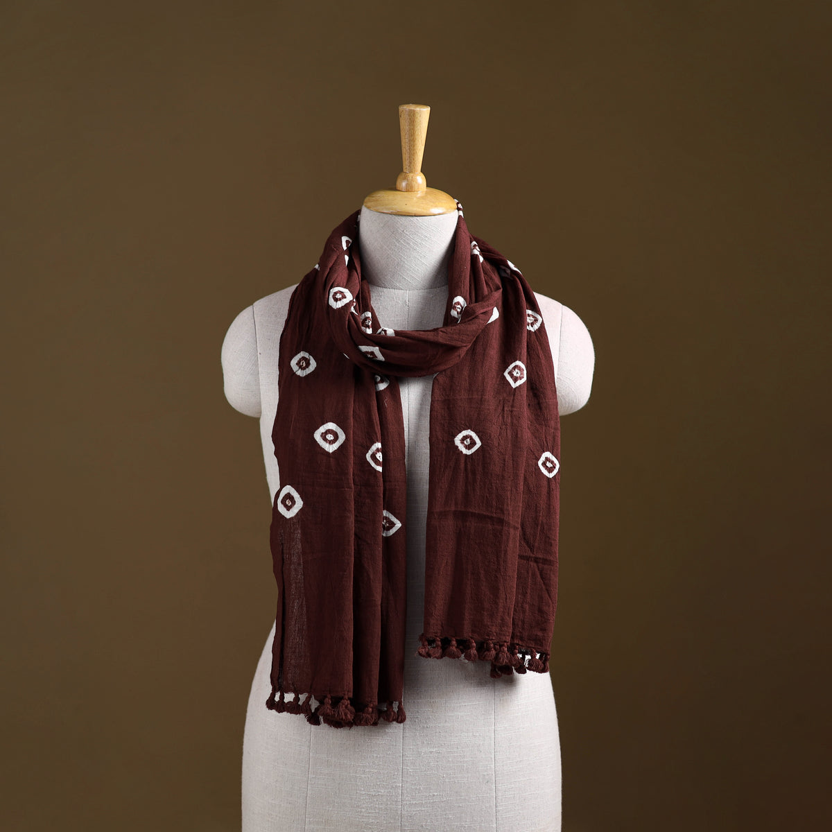 Kutch Handwoven Organic Kala Cotton Bandhani Stole 54